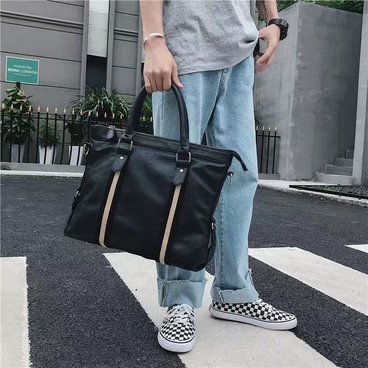 Handbag male briefcase Casual business single shoulder crossbody bag fashion brand new horizontal leather men's office bag