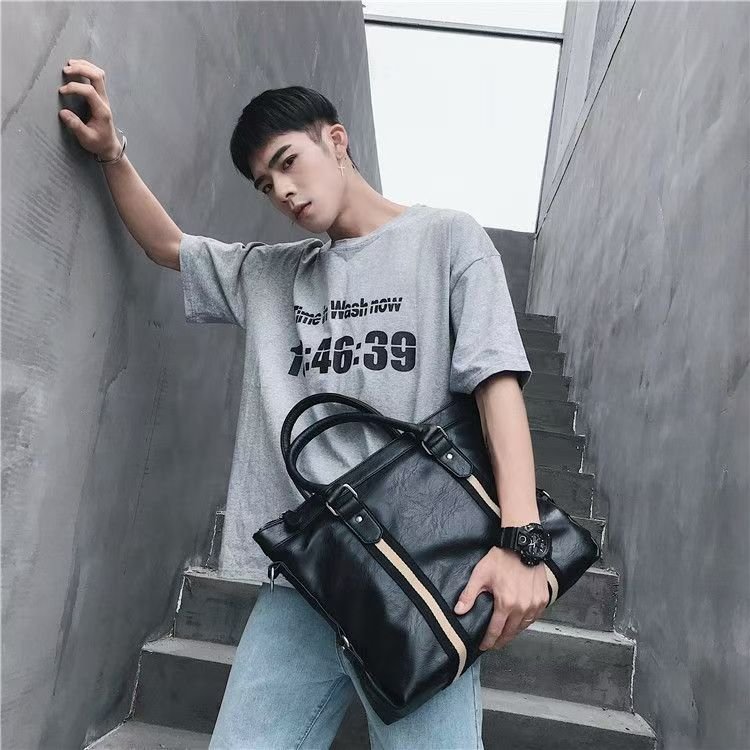 Handbag male briefcase Casual business single shoulder crossbody bag fashion brand new horizontal leather men's office bag