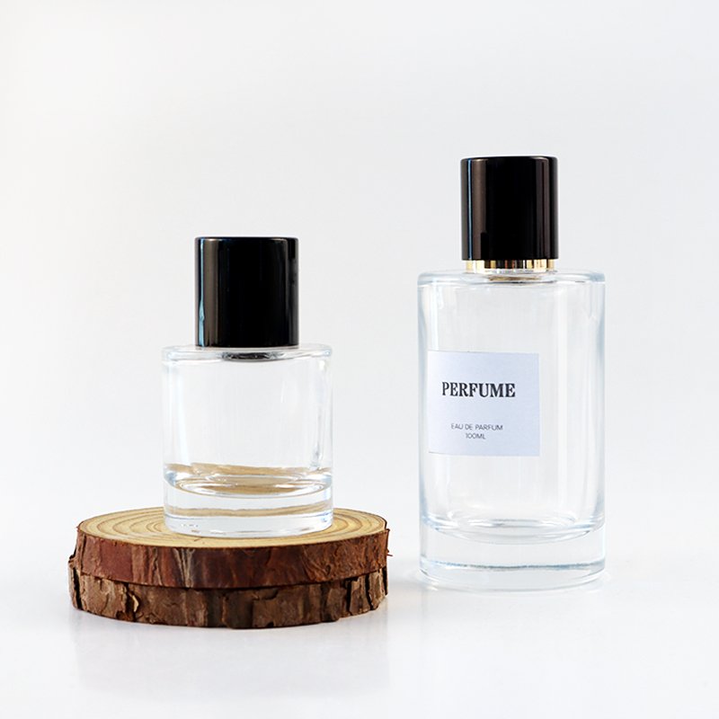 Wholesale Custom logo 30ml 50ml 100ml glass perfume spray bottle glass fragrance cosmetic packaging bottle with different cap