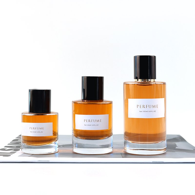 Wholesale Custom logo 30ml 50ml 100ml glass perfume spray bottle glass fragrance cosmetic packaging bottle with different cap