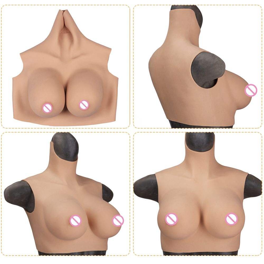High Collar Cosplay Transgender Silicone Breast Forms Realistic Tits boobs Breast Enhancer Pads For Man To Woman