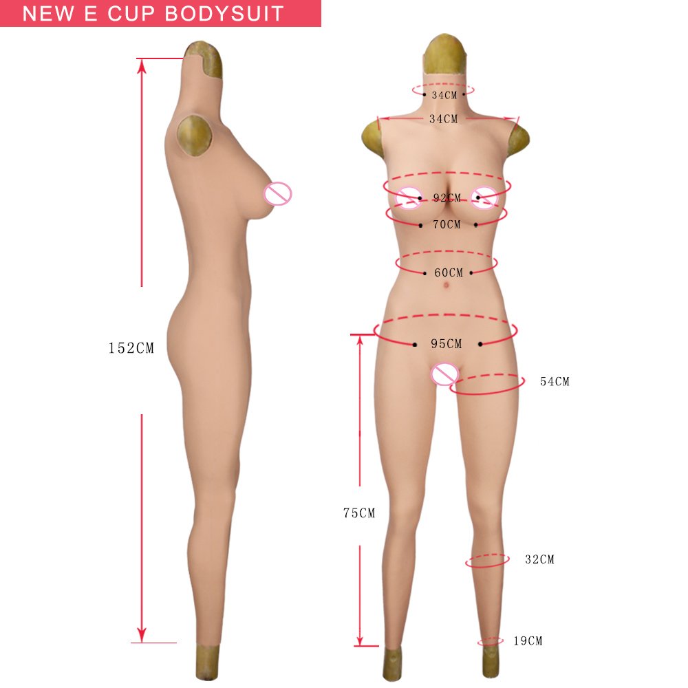 Silicone Female Faux Fullbody Suit Short Pants CD TD Transgender Pussy Breast Form Crossdresser Bodysuit
