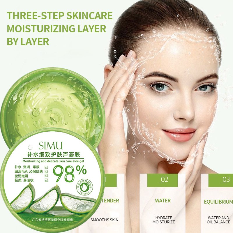 Private Label After Sun Snoothing Aloe Vera Gel Face Care Moisturizing Cream Natural Organic Pure 98 Skin Care Gel for Home Use