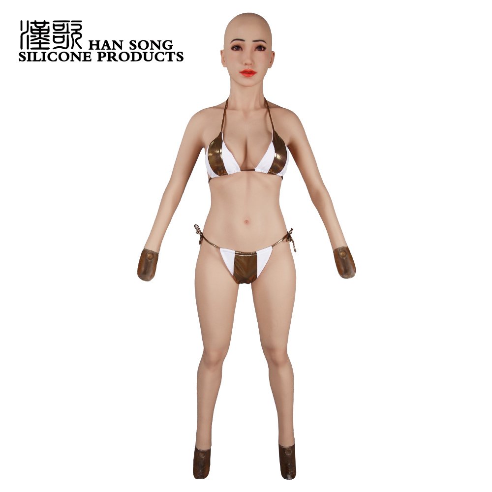 Factory Direct Supply Female Cyberskin Body Suit One-Piece With Head Mask Tight Zentai CD TD Silicone Breast Forms