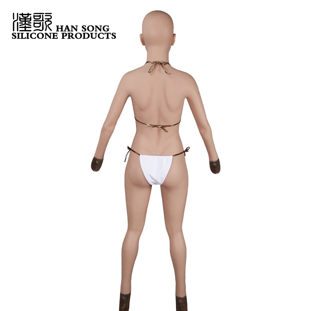 Factory Direct Supply Female Cyberskin Body Suit One-Piece With Head Mask Tight Zentai CD TD Silicone Breast Forms
