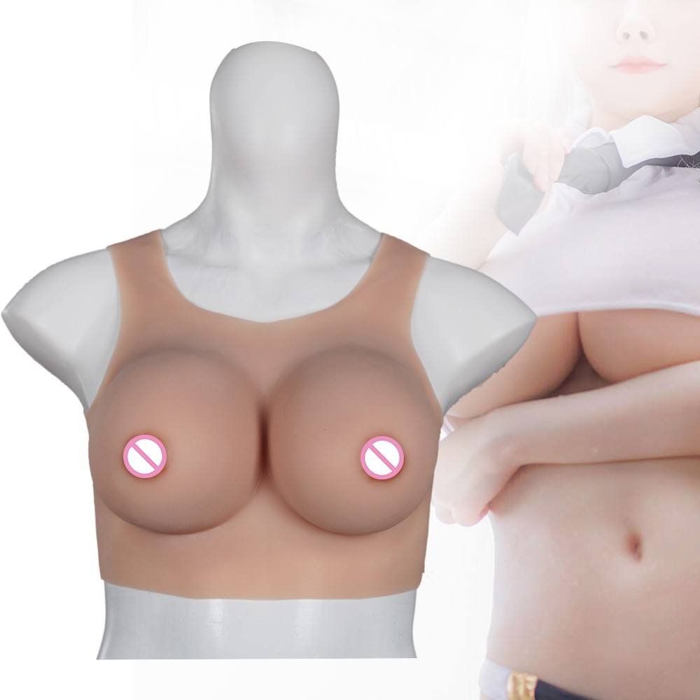 URCHOICE Backless Silicone Breast Forms Sexy Boobs Plump Tits For Sissy Ladyboy Transgender Cosplay Costume