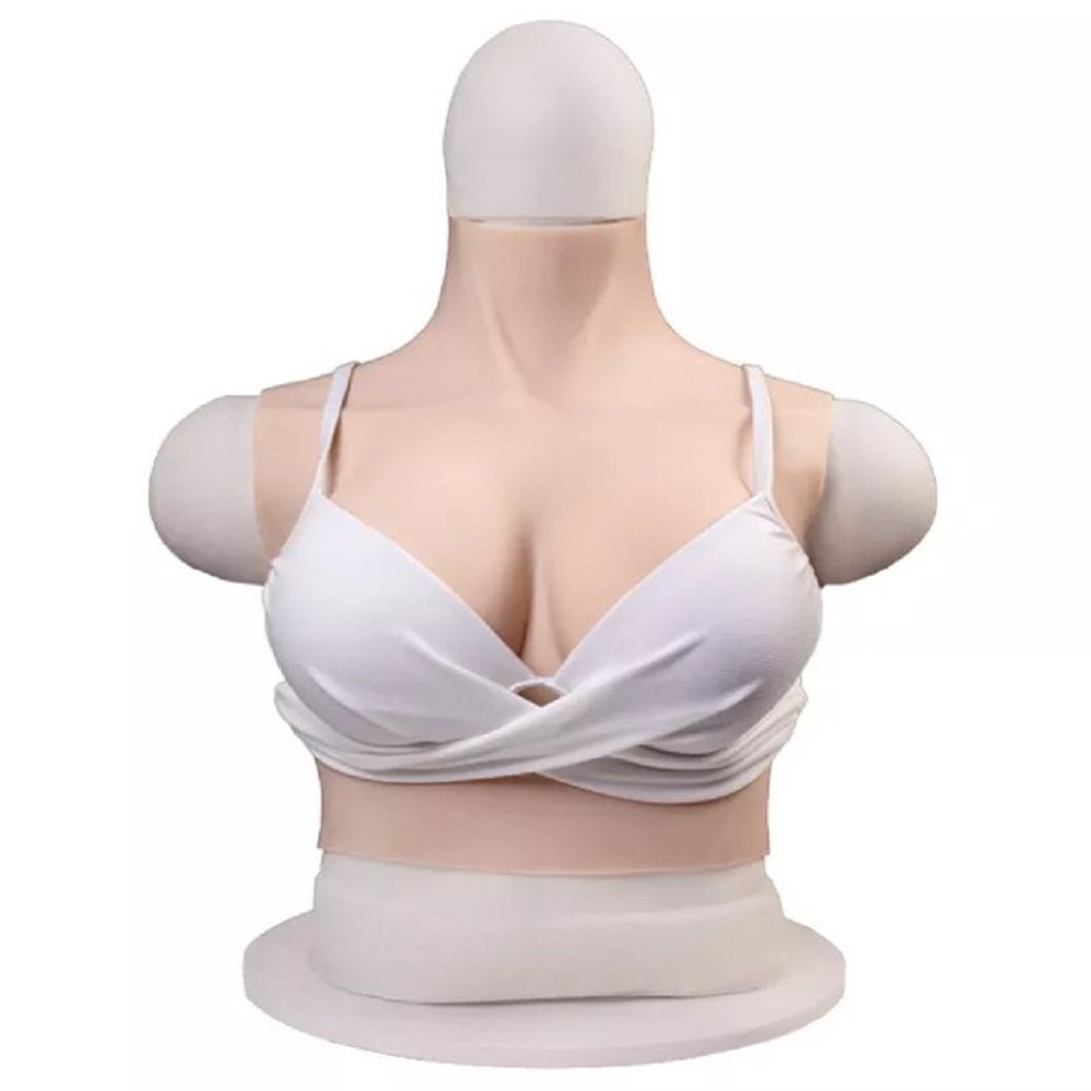 Silicone High Collar B C D E G Cup Boobs Fake Breast Form For Crossdresser Shemale Transgender Drag Queen