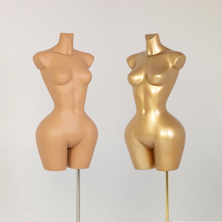 Afellow Fiberglass Female half body Mannequin women dress form big hips bust curvy mannequins female torso gold color