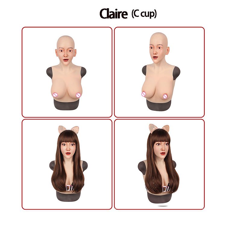 URCHOICE New artificial Realistic Female Mask With liquid Silicone Breast Forms boobs For Crossdresser Cosplay Drag queen