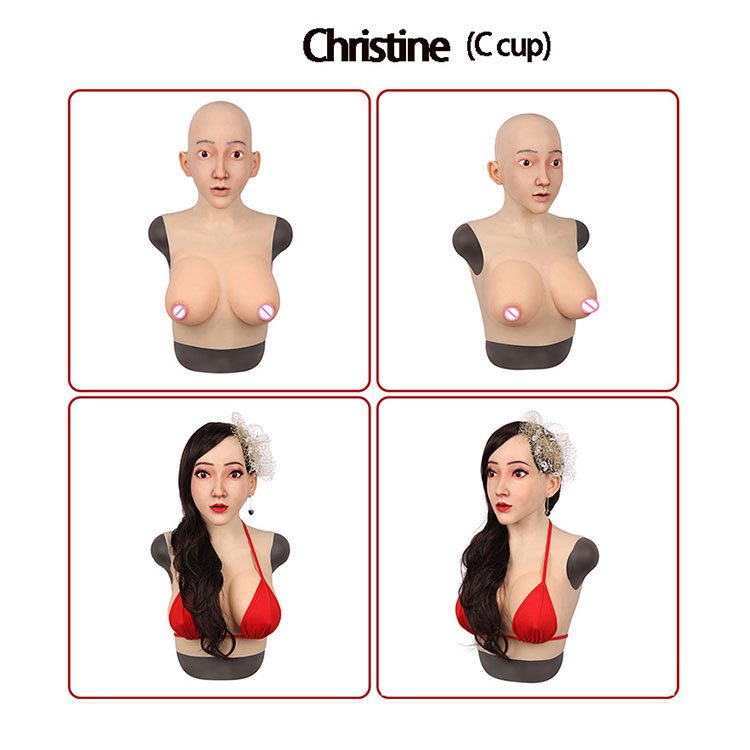 URCHOICE New artificial Realistic Female Mask With liquid Silicone Breast Forms boobs For Crossdresser Cosplay Drag queen