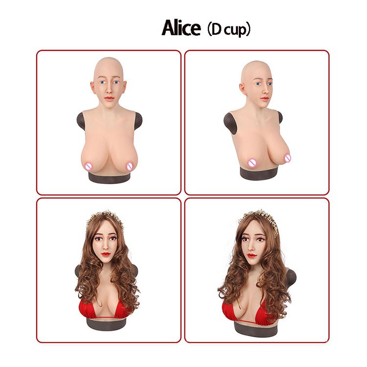 URCHOICE New artificial Realistic Female Mask With liquid Silicone Breast Forms boobs For Crossdresser Cosplay Drag queen