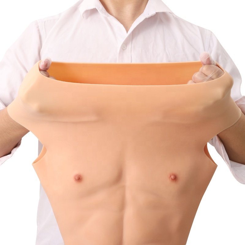high collar Silicone Realistic Muscles Cosplay Costumes False Chest For Woman To Man Fake Abs Cover Belly For Crossdresser