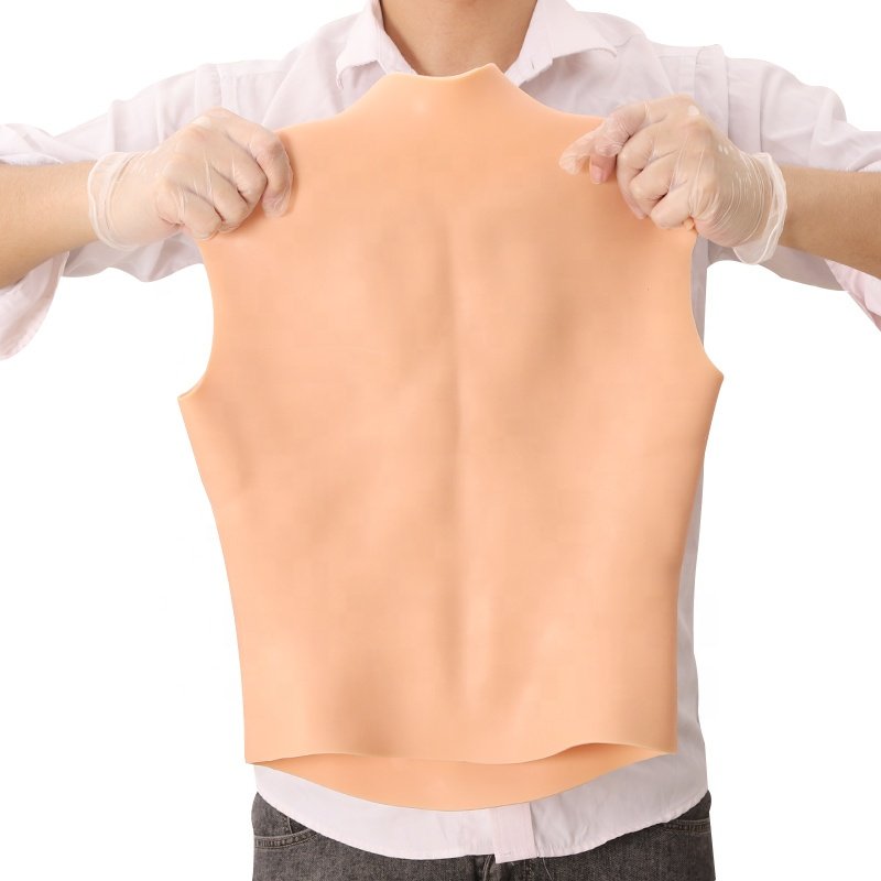 high collar Silicone Realistic Muscles Cosplay Costumes False Chest For Woman To Man Fake Abs Cover Belly For Crossdresser