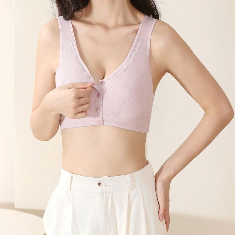New Design Super Comfortable Wireless Front Closure Mastectomy Bras for Prothesis Women Wear Silicone Breast Forms 100% Cotton
