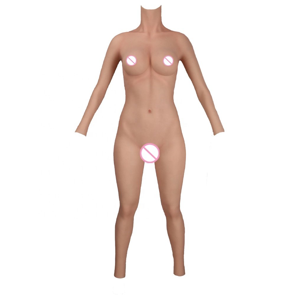 Drag queen Artificial E Cup Full Silicone Bodysuit Breast Plate Fake Vagina Breast Form Underwear Bodysuit