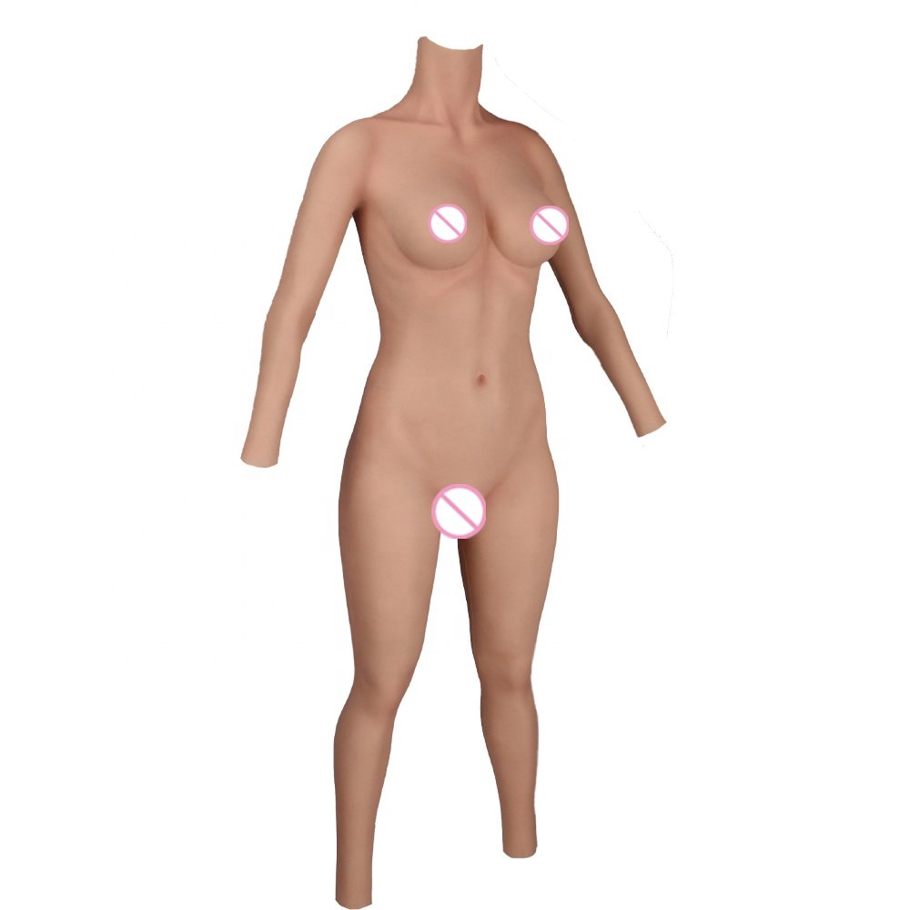 Drag queen Artificial E Cup Full Silicone Bodysuit Breast Plate Fake Vagina Breast Form Underwear Bodysuit