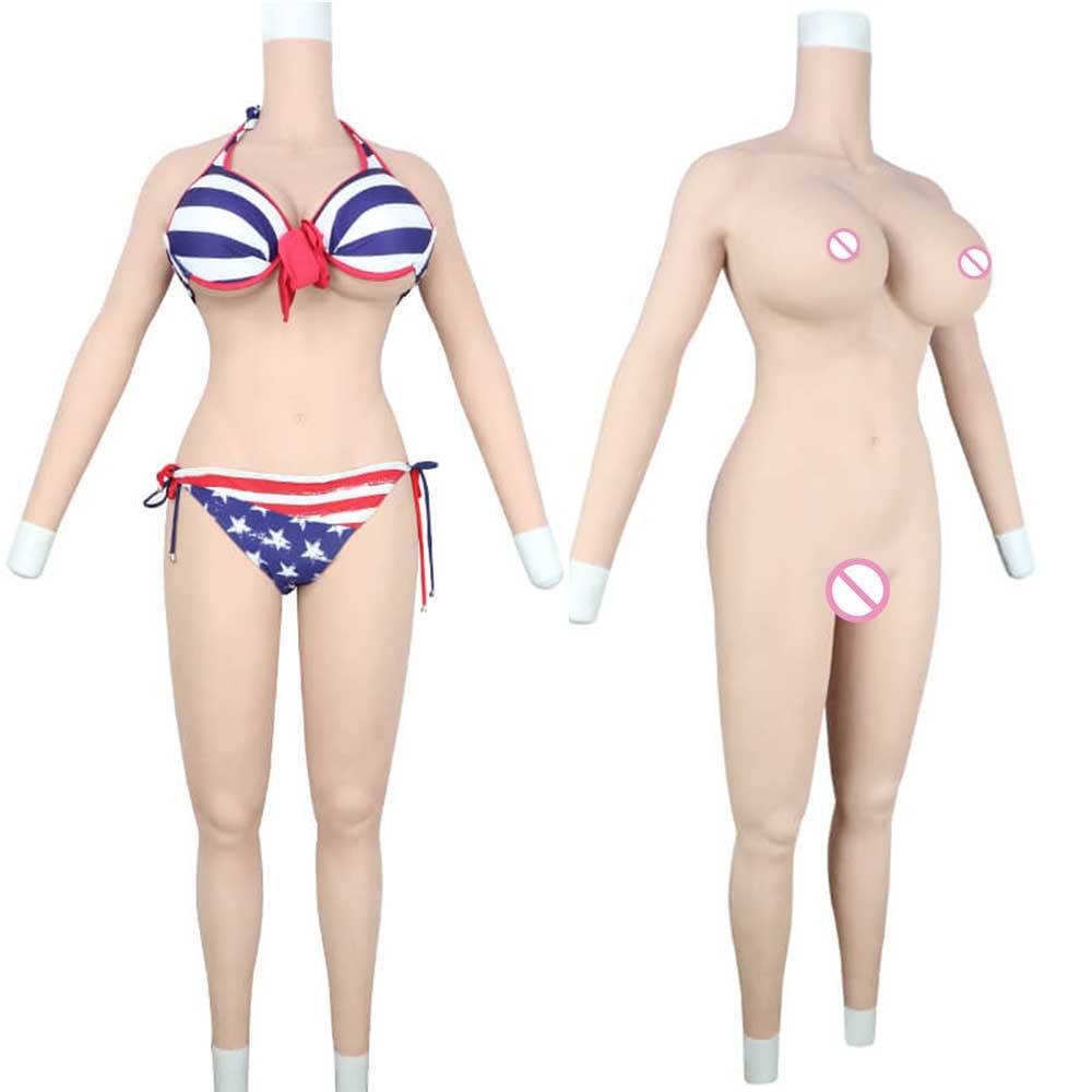 Cosplay Transgender Silicone Body Suit Fake Boob G/H cup Big Breast Fake Pussy Jumpsuit Sissy Shemale Crosdresser Transvistite