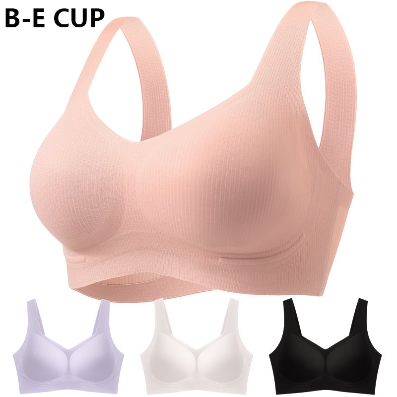 Big large cup bra plus size seamless V-neck Wide straps gather Jelly bar Lift chest XXL big breast support Sports Bras for Women
