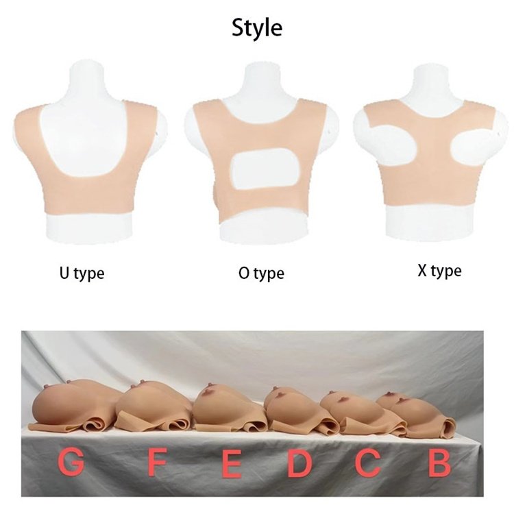 Silicone Breast Hollow Back Round Collar Artificial Breast for Crossdresser Transgender Drag Queen Shemale