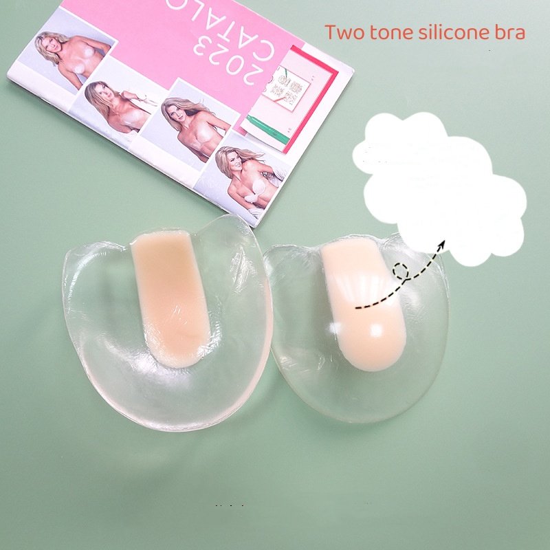 Silicone Two tone transparent Push Up Self Adhesive Nipple Cover Invisible bra
