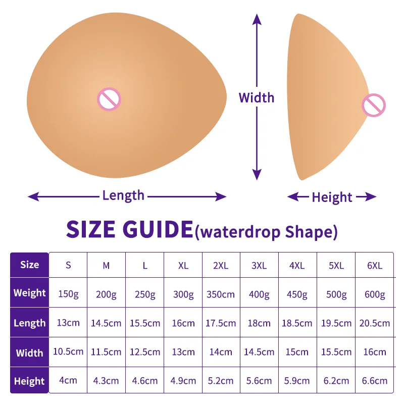 URCHOICE Prothesis Waterdrop Design Silicone Breast Pads Female Mastectomy Fake Boobs For Postoperative Breast Cancer