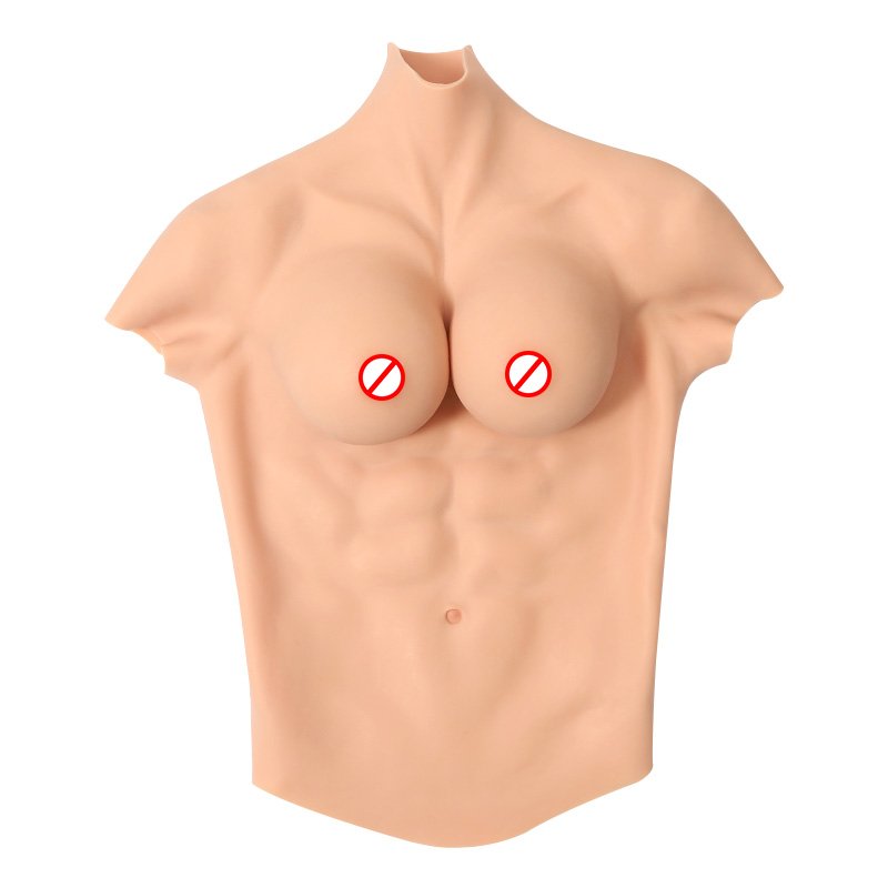 F Cup Size Silicone Filled Breast Fake boobs Muscles suit Bodysuit with false breast forms for Man To Women crossdresser cosplay