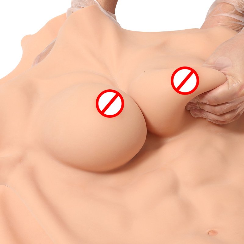 F Cup Size Silicone Filled Breast Fake boobs Muscles suit Bodysuit with false breast forms for Man To Women crossdresser cosplay