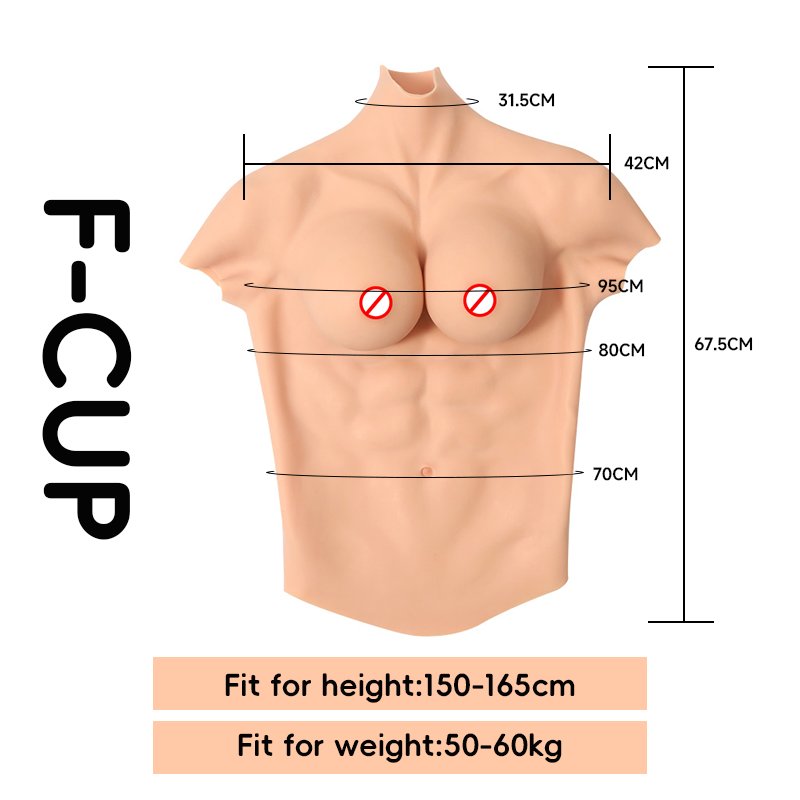 F Cup Size Silicone Filled Breast Fake boobs Muscles suit Bodysuit with false breast forms for Man To Women crossdresser cosplay