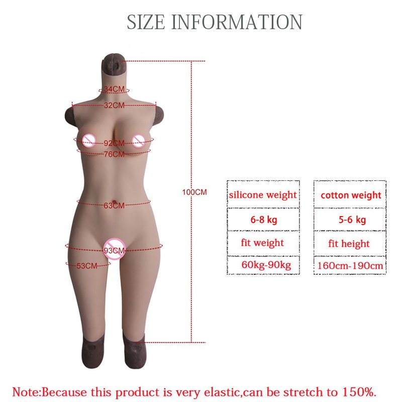 URCHOICE Cross-dressing artificial boobs realistic full body silicone breast forms with vagina underwear for transgender shemale