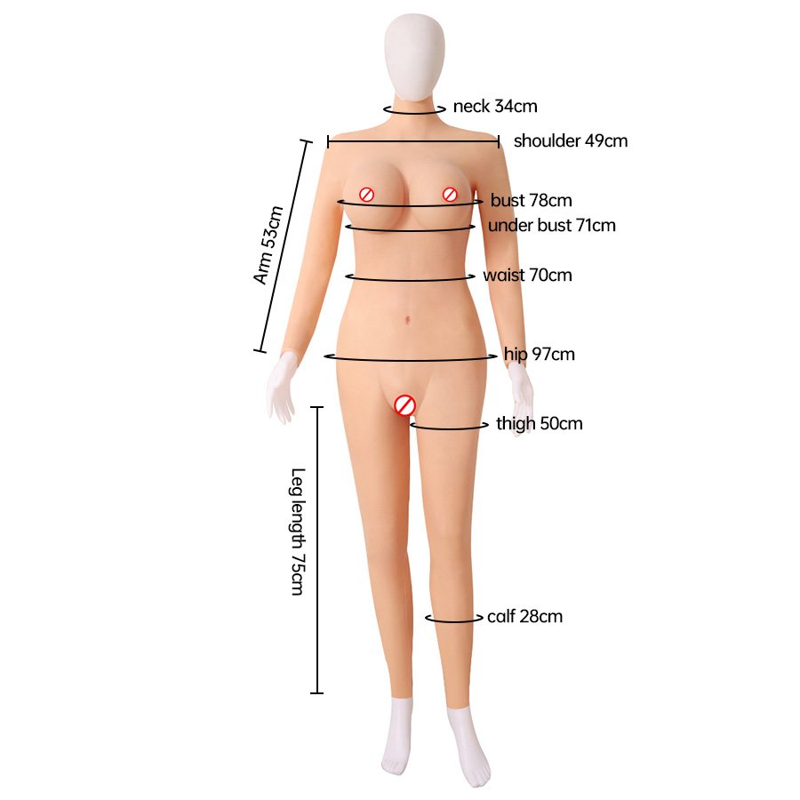 Silicone Crossdresser Bodysuit D Cup Silicone Breast Forms with Fake Boobs Vagina for Transgender Cosplay Silicone Female Body