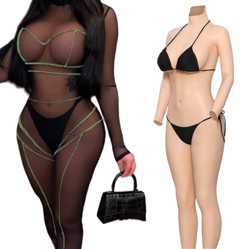 Silicone Crossdresser Bodysuit D Cup Silicone Breast Forms with Fake Boobs Vagina for Transgender Cosplay Silicone Female Body