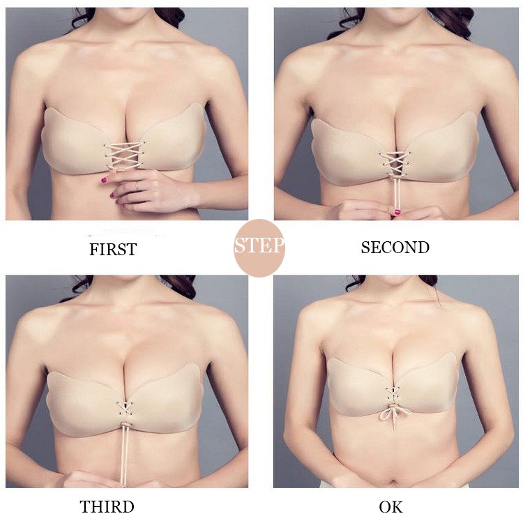 plus size E/F guangdong High Quality strapless invisible adhesive push-up backless comfort breast bra angel wings bra for Women