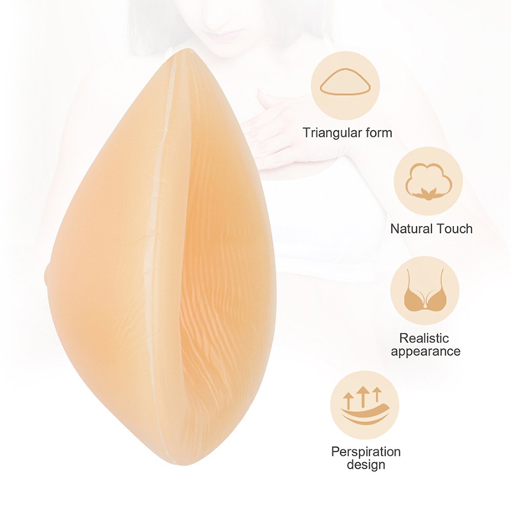 Triangle Silicone Breast Form Mastectomy Prosthesis Concave Bra Enhancer Inserts (1 Piece)