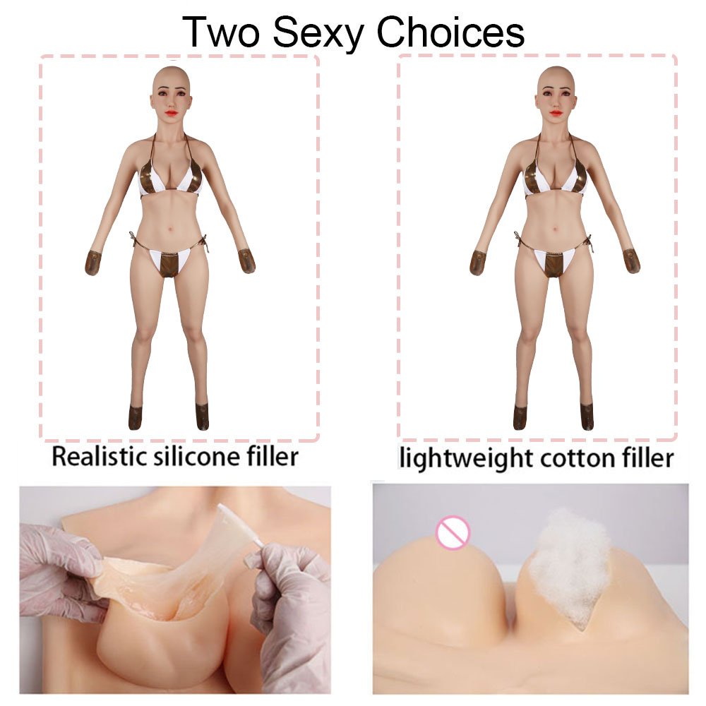Silicone DIY Female Fake Boobs Whole Body Suit Breast Forms With Head Huge Boob For Men Transvestite Crossdresser Drag Queen