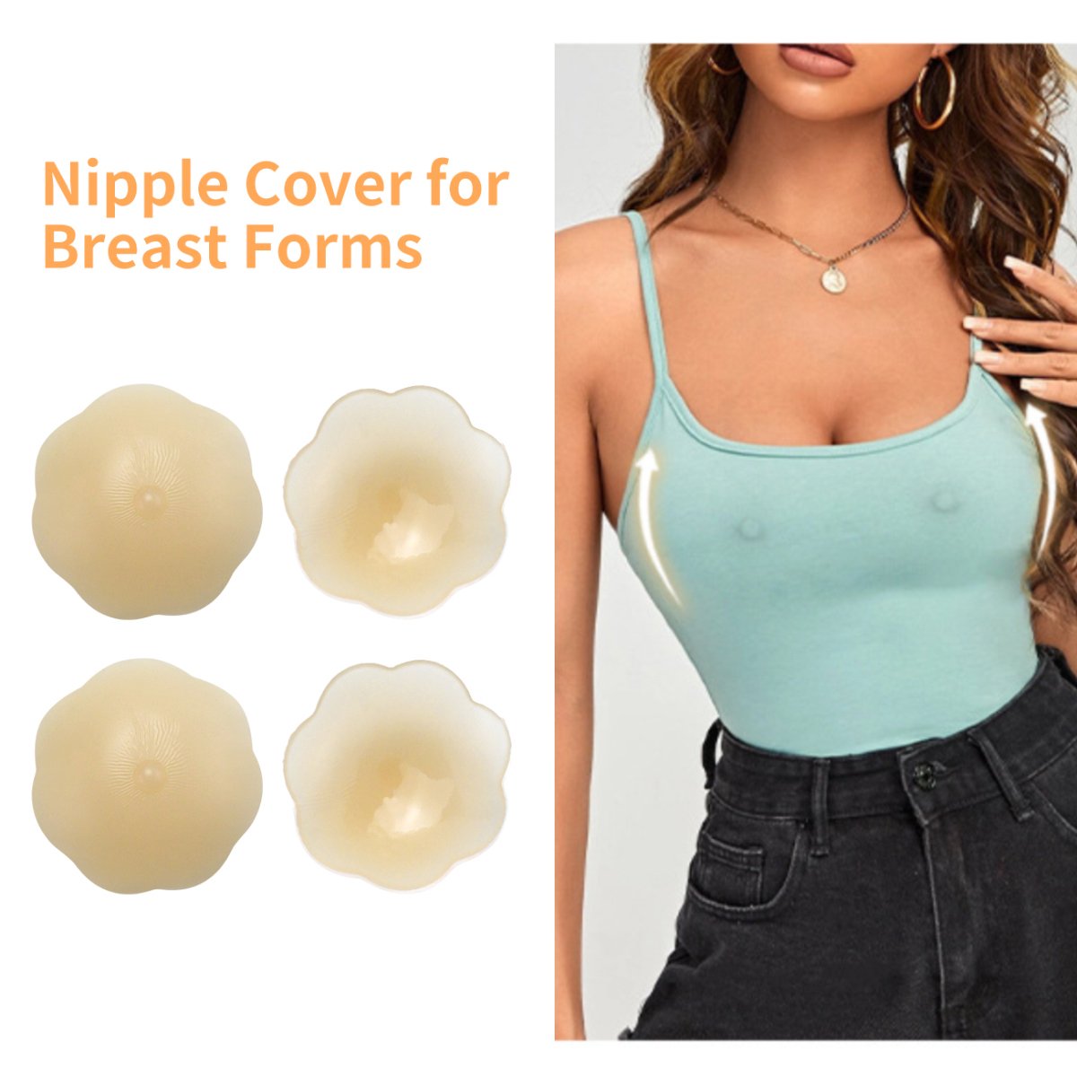 Silicone False Nipples Reusable Prosthetic Simulation Breast Enhancement Nipple Cover for Breast Forms Party