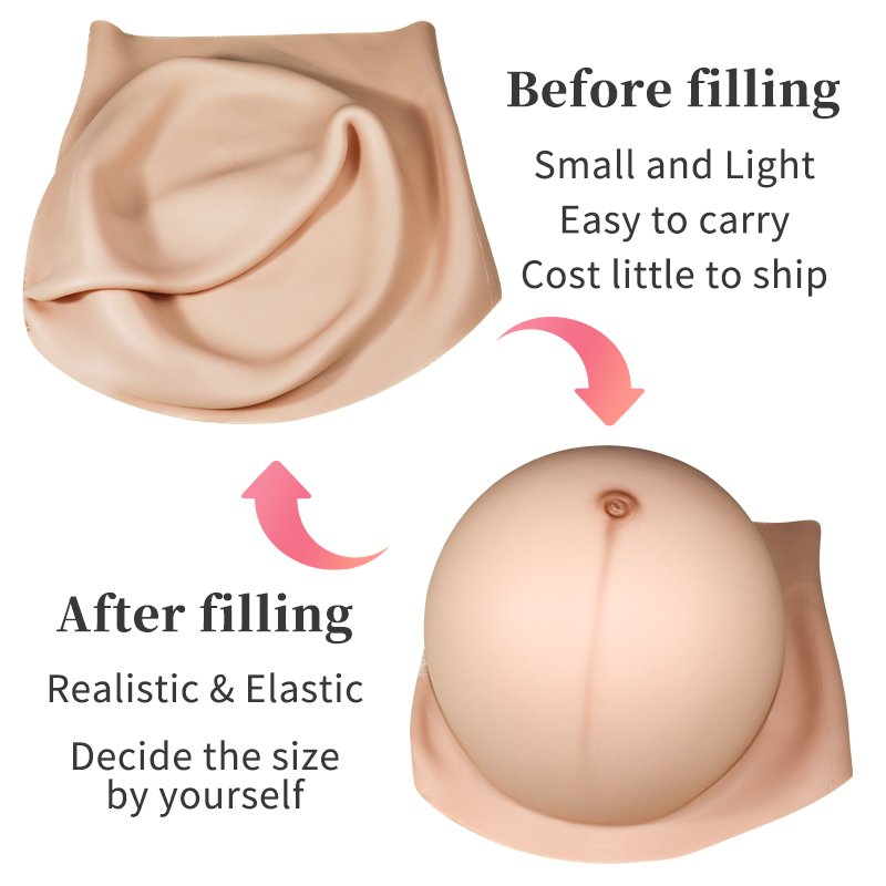 Inflatable Big Fake G cup Female Boobs With Twins 8 To 10 Month Fake Pregnant Belly Silicone Combo Set For Cosplay Clothing