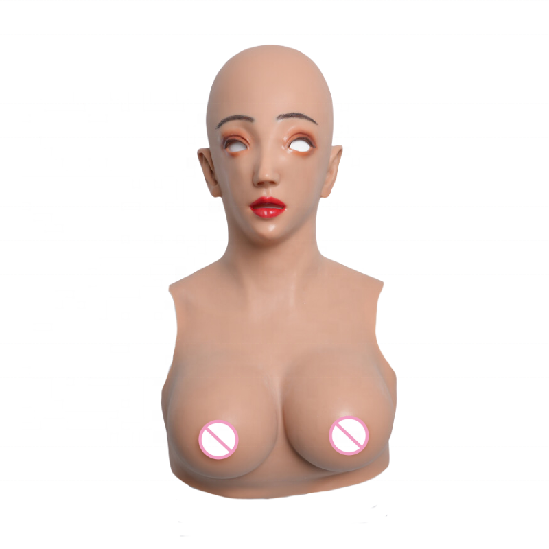 Shemale crossdresser face and breast silicone masks realistic female mask and breast form for cosplay drag queen
