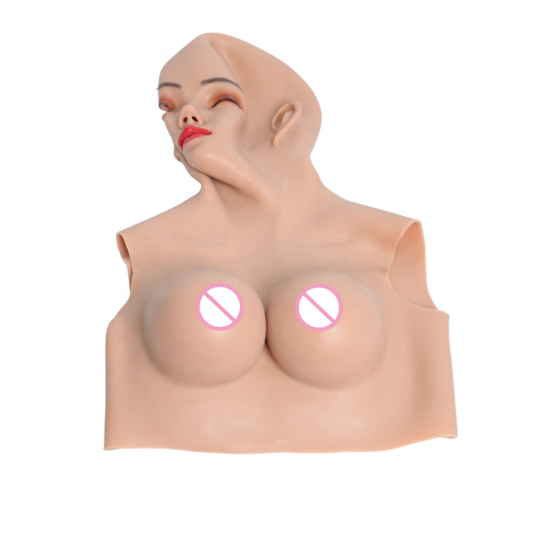 Shemale crossdresser face and breast silicone masks realistic female mask and breast form for cosplay drag queen