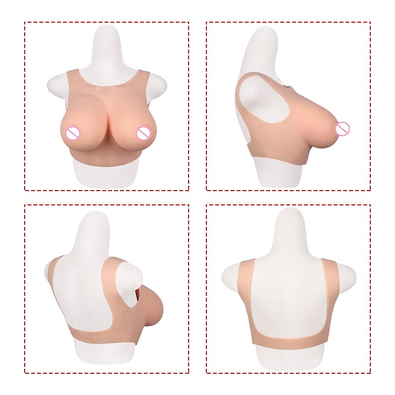 Eta Round collar Backless Cosplay Big Tits Wearable Breast Form Realistic Fake Boobs For Ladyboy Male To Female Crossdressing