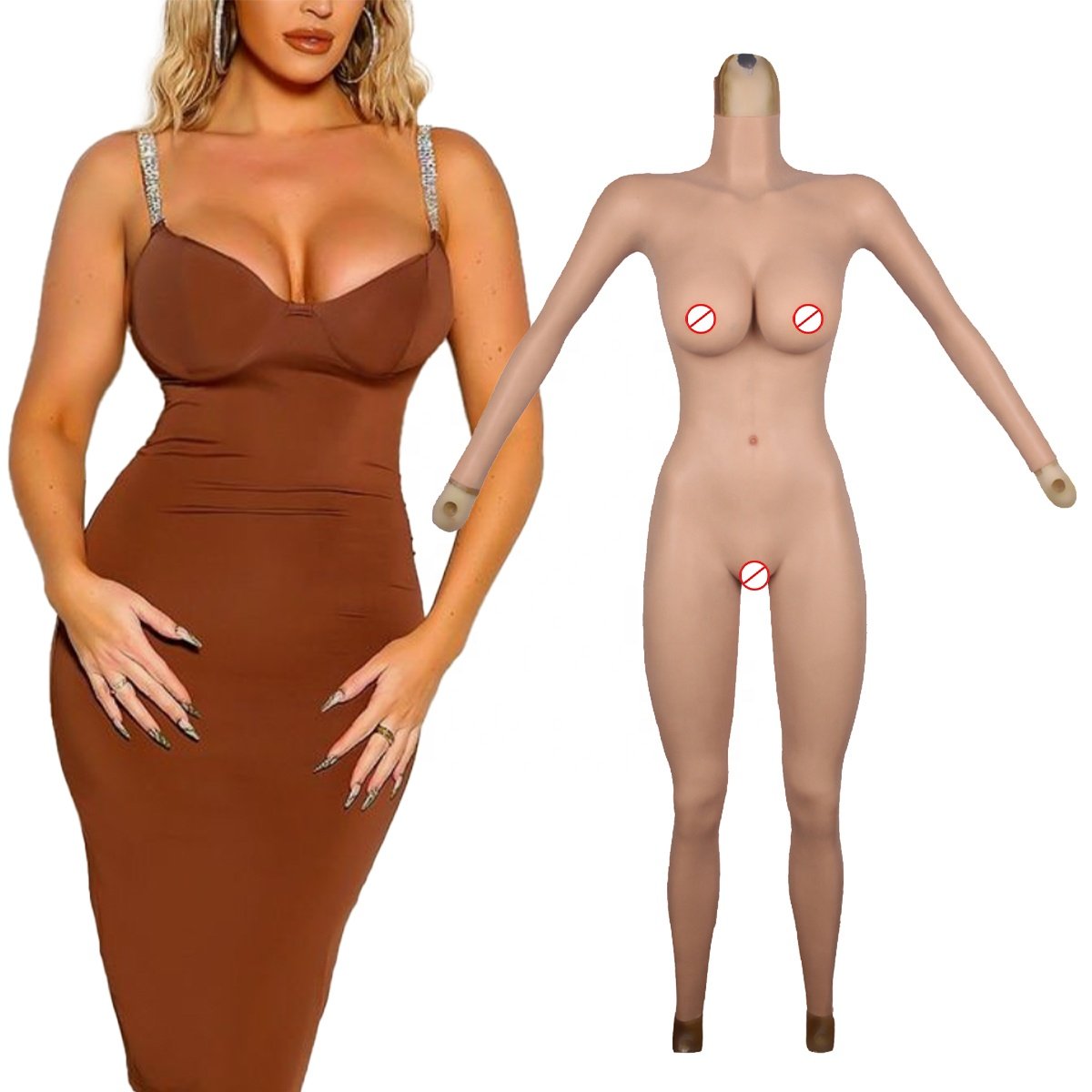 Hign Quality Silicone Boobs With Vagina Full Body Suit for Crossdresser Drag Queen Breast Form Buttocks Pad Breast Plate