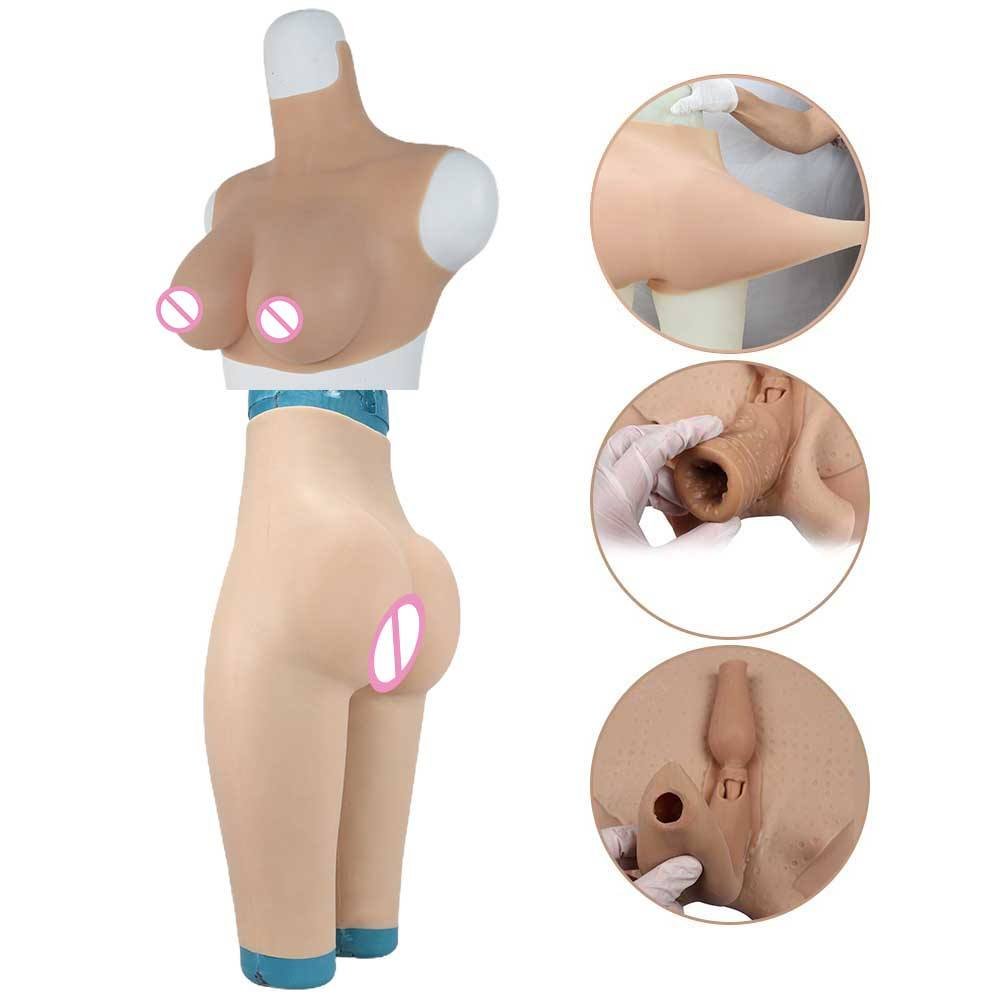 Realistic Silicone Breast Forms Disguised Chest Transgender Drag Queen Vagina Pants for Cosplayer Crossdresser