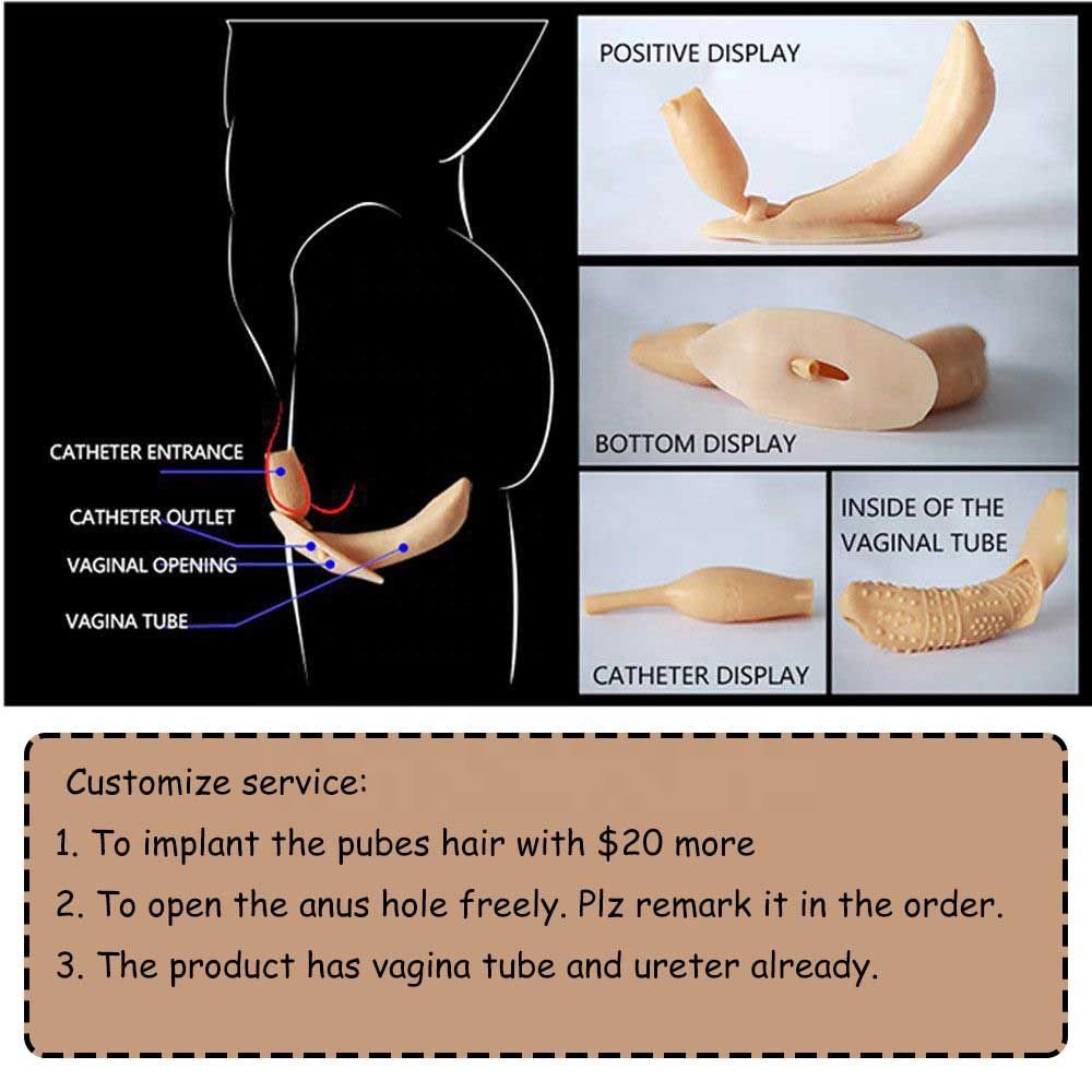 Men to women Realistic Crossdresser costume suit C D cup fake boobs with vagina pants Artificial silicone bodysuit