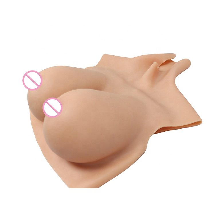 Silicone Breast Forms Breastplates For Drag Queen Crossdressing B-G Cup High Neck Silicone Gel/Cotton Filled
