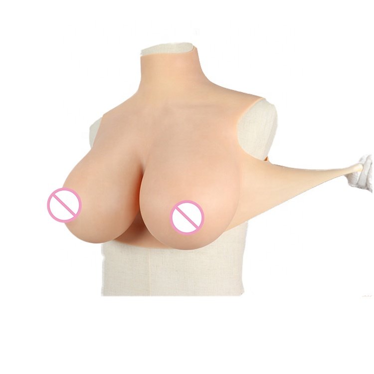 Silicone Breast Forms Breastplates For Drag Queen Crossdressing B-G Cup High Neck Silicone Gel/Cotton Filled
