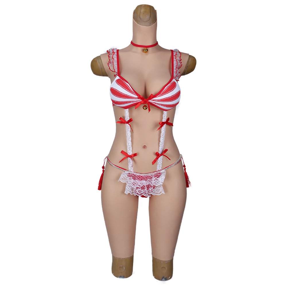 Good Quality Artificial Curve Body Modification Emulational Navel Droplet Breast Shape Silicone Tights Rubber Bodysuit
