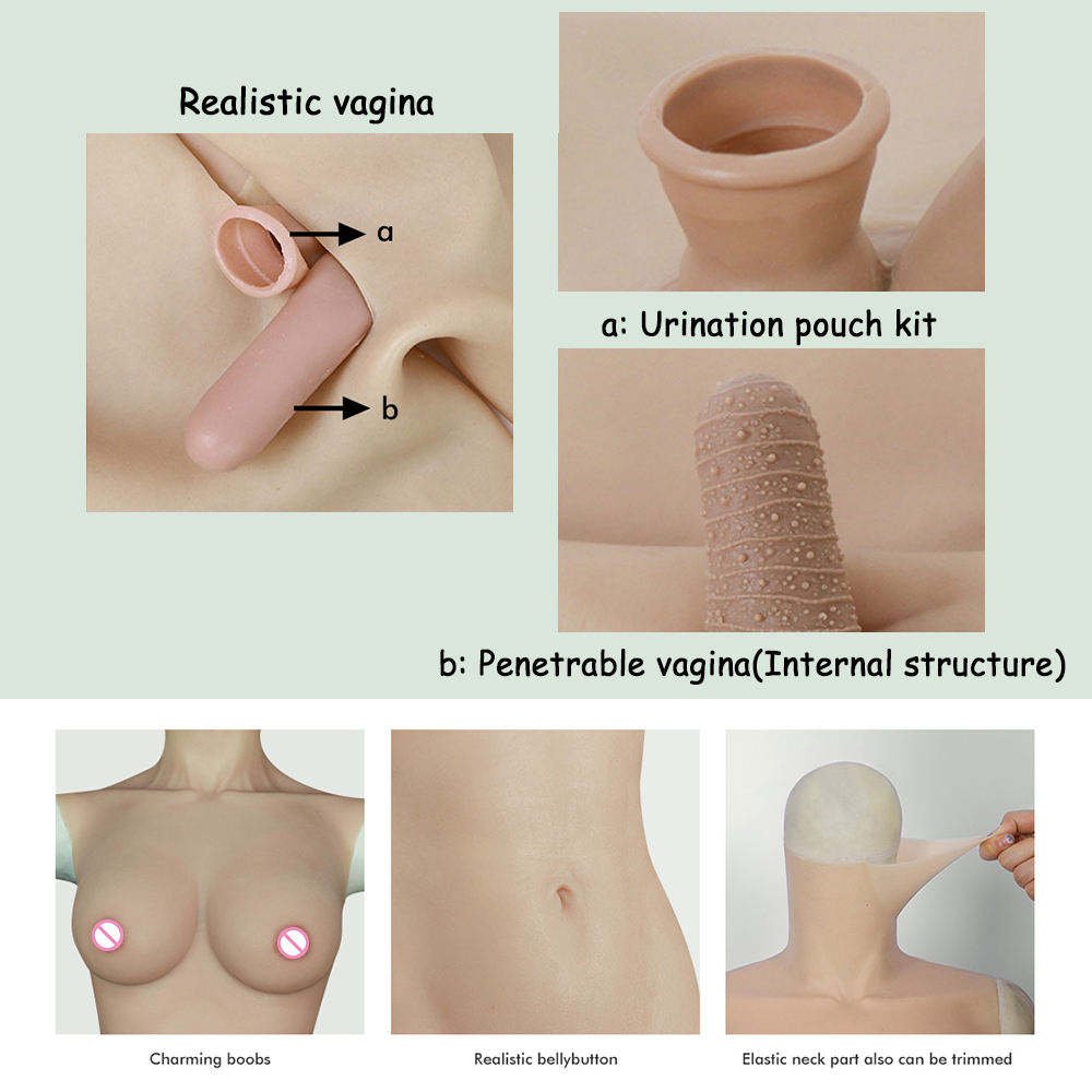 Silicone Fake Body Suit Set with Boobs Breast Forms Body Suit Anus Pussy Sexy Doll for Ladyboy Cosplayer Crossdresser