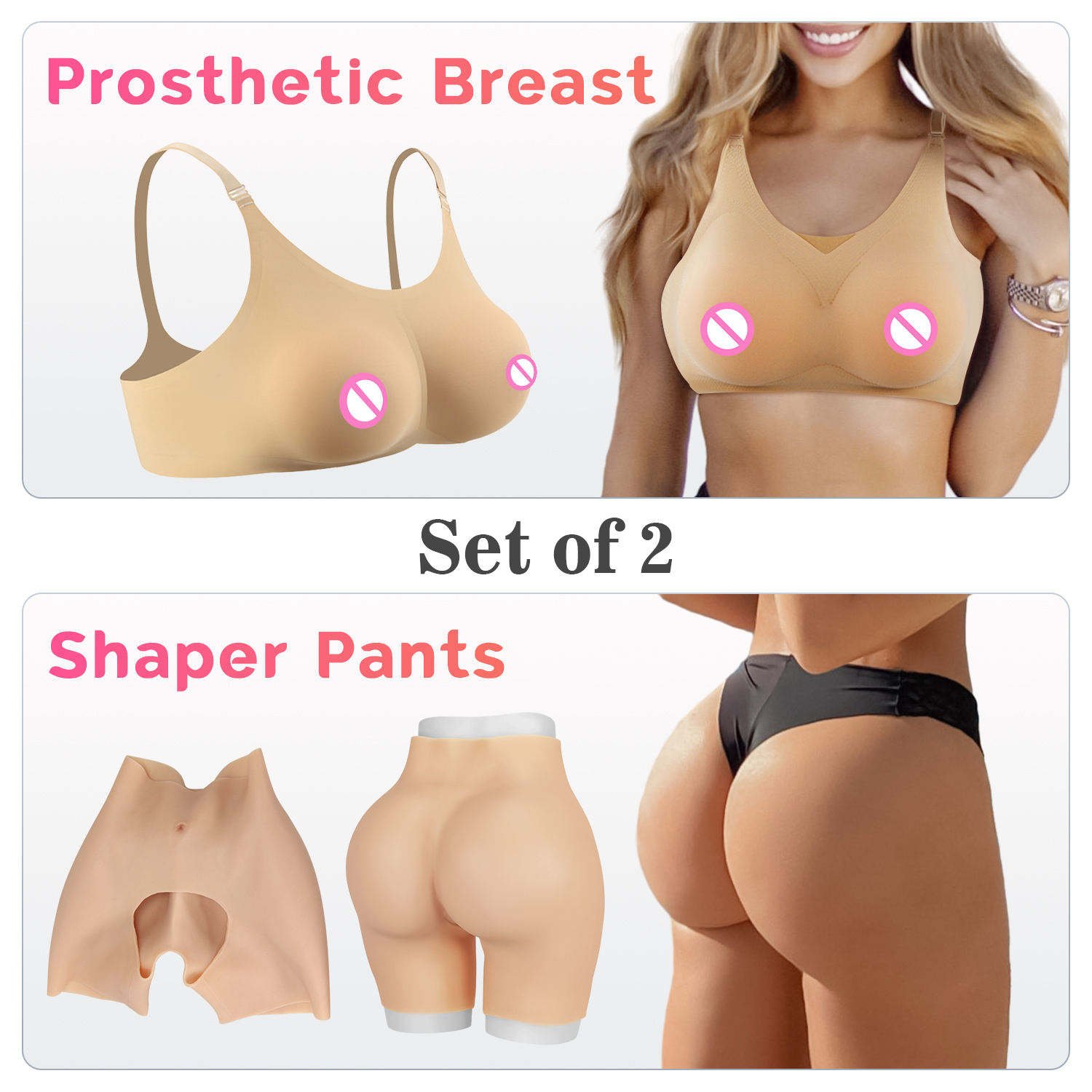 Realistic Silicone Boobs Fake Breast Reusable Chest Female Booty Padded Panties Silicone Bum Shapewear for Sexy Woman