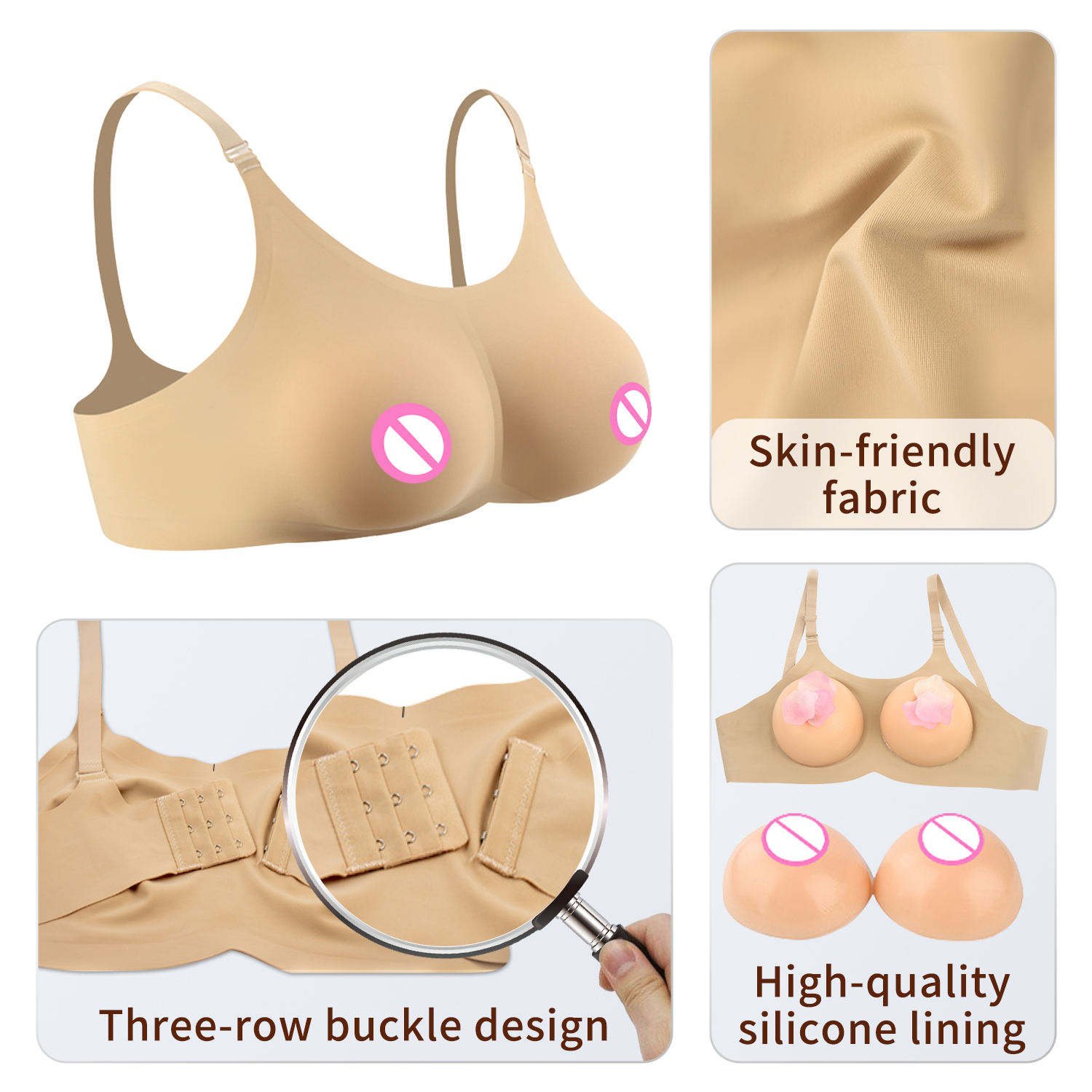 Realistic Silicone Boobs Fake Breast Reusable Chest Female Booty Padded Panties Silicone Bum Shapewear for Sexy Woman