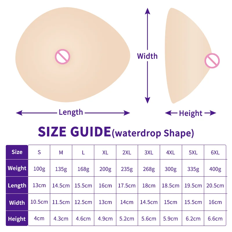 Female Mastectomy Waterdrop Breast forms Lightweight Prothesis Fake Silicone Boobs For Postoperative