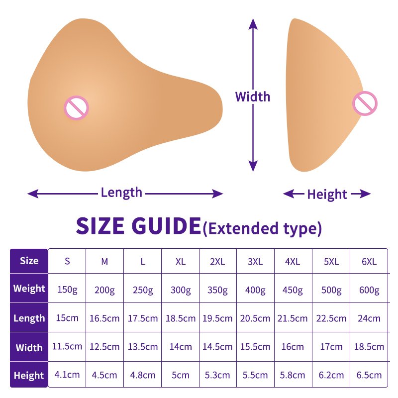 Extended type Mastectomy Fake boobs Enhancer Silicone Breast form Prosthesis Bra Insert for shemale women